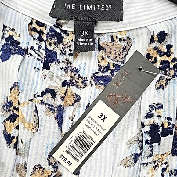 The Limited Soft Pinstripe & Floral Button-Up Blouse *⚠️ 📢 🚨 HAS CENSOR TAG - Picture 8 of 12